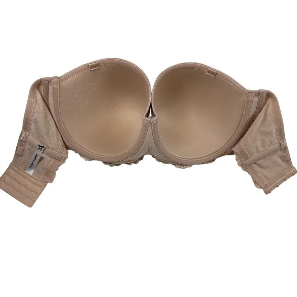 Torrid Curve Tan Beige Strapless Lace Back Bra Women's Plus Size 40DDD NO STRAPS